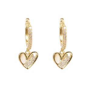 Earr, pearly heart gold/crystal GP