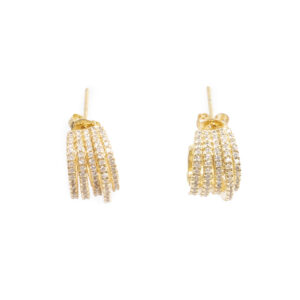 Earr, hoop 5 row gold/crystal GP