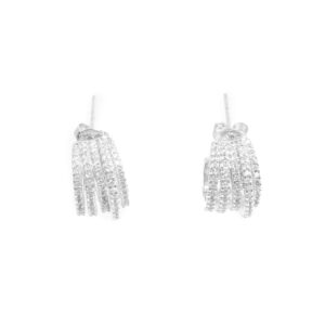 Earr, hoop 5 row silver/crystal SP