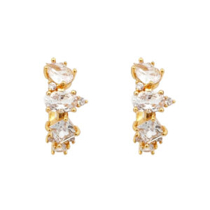 Earr, 17mm creol  w/crystals gold GP