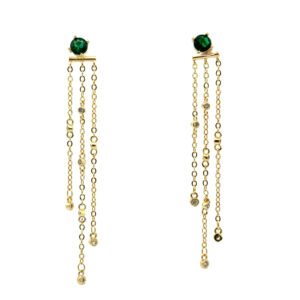 Earr, 6,5cm long strands gold/crystal GP