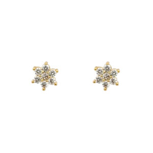 Earr, 7mm stud snow gold/crystal GP