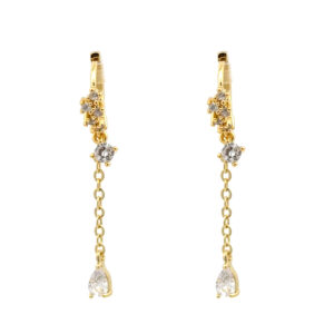 Earr, 12mm creol long  gold/crystal GP