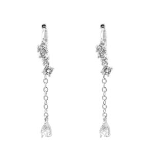 Earr, 12mm creol long  silver/crystal SP