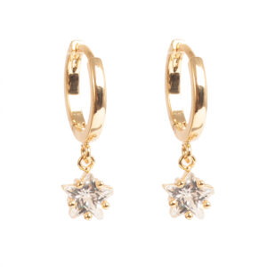 Earr, 13mm creol brass w/CZ 18K GP