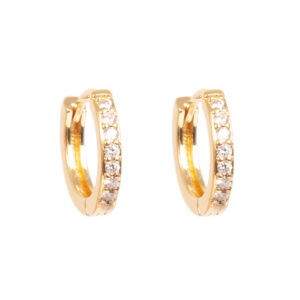 Earr, brass Creol 14mm CZ crystal  GP.