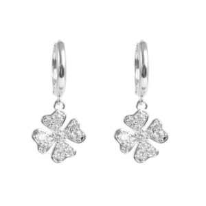 Earr. Creol flower, silver/crystal SP