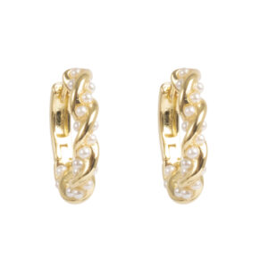 Earr. Creol braided pearl, gold/pearl GP