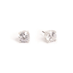 Earring stud, Standard, w/cz 10mm SP