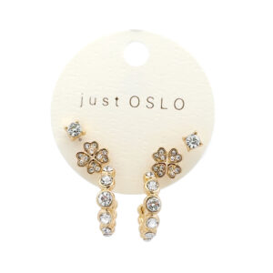 Earr, 20mm creol, set of 6 lucky, gold/crystal GP