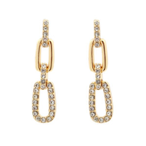 Earr,33mm, links gold/crystal, GP