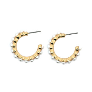 Earr, 24 mm creol pearl, gold/pearl GP