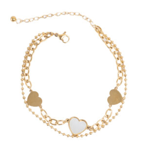 Bracelet 18+extn, hearts stainless steel, GP