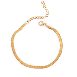 Bracelet 17cm+extn S.steel GP Flat snake